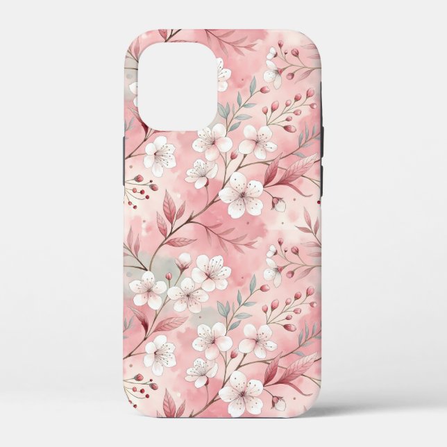 Funda De Case-Mate Para iPhone Patrón de flor sakura rosado (Reverso )