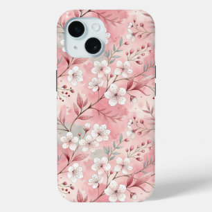 Funda Para iPhone 15 Patrón de flor sakura rosado