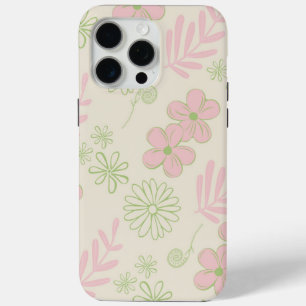 Funda Para iPhone 15 Pro Max Patrón de flor verde rosado retro Y2K 70