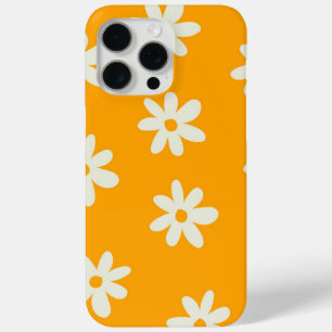 Funda Para iPhone 15 Pro Max Patrón de flor Y2K del retro blanco amarillo