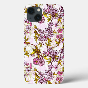Funda Para iPhone 13 Patrón de florecimiento del cerezo
