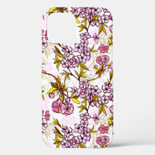 Funda Para iPhone 12 Patrón de florecimiento del cerezo 