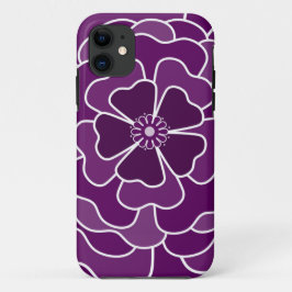Funda Para iPhone 11 Patrón de flores abstractas púrpura oscuro