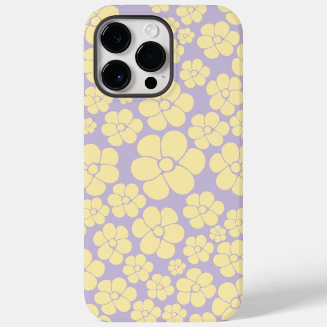 Funda De Case-Mate Para iPhone Patrón de flores - amarillo y púrpura pastel (Reverso )