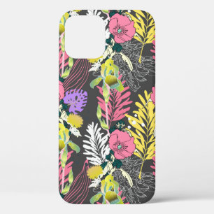 Funda Para iPhone 12 Patrón de flores artísticas sin foco, hermoso tróp