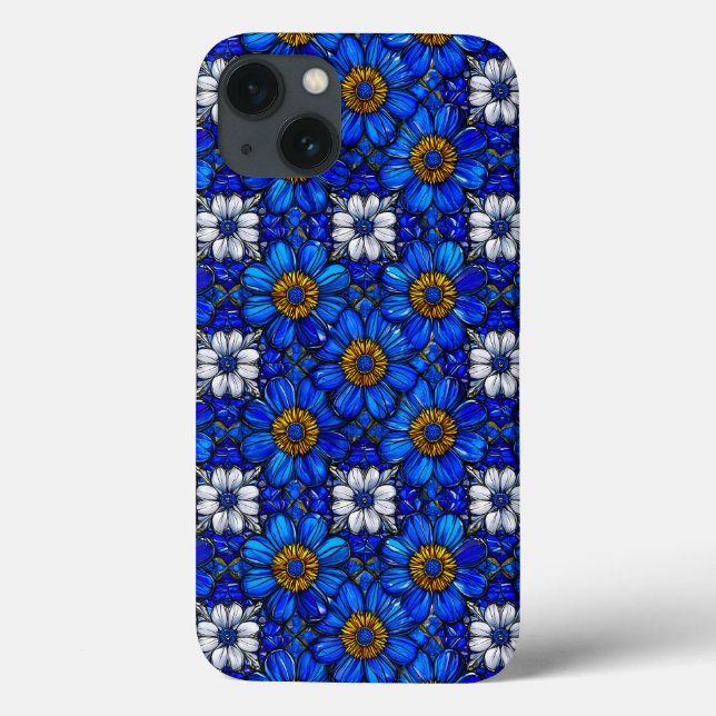 Funda De Case-Mate Para iPhone Patrón de flores azules (Reverso)