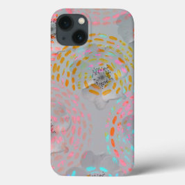 Funda Para iPhone 13 Patrón de flores coloridas con líneas gráficas pun