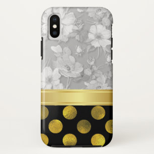 Funda Para iPhone X Patrón de flores con lunares