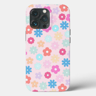 Funda Para iPhone 13 Pro Patrón de flores de margarita rosada boho