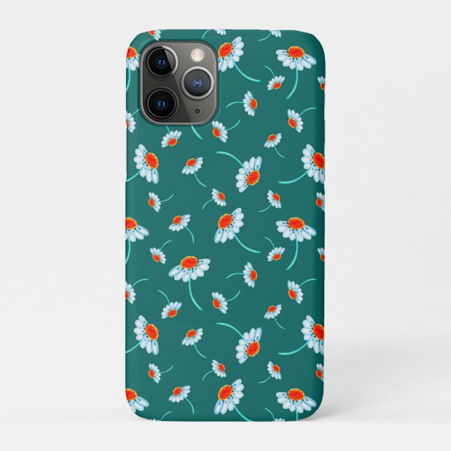 Funda De Case-Mate Para iPhone Patrón de flores de margarita verde (Reverso)