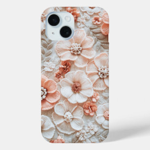 Funda Para iPhone 15 Patrón de flores de moda Boho Crochet Pastel