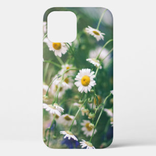 Funda Para iPhone 12 Patrón de flores de verano en pradera verde con az