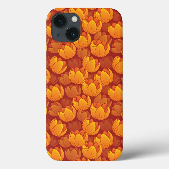 Funda De Case-Mate Para iPhone Patrón de flores doradas (Reverso)