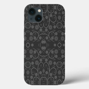 Funda Para iPhone 13 Patrón de flores grises lindas