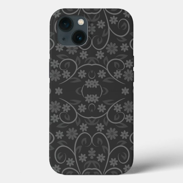 Funda De Case-Mate Para iPhone Patrón de flores grises tiras almohada (Reverso )