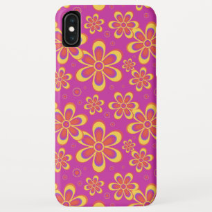 Funda Para iPhone XS Max Patrón de flores gruesas de color morado y amarill