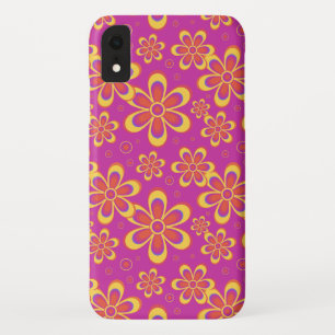 Funda Para iPhone XR Patrón de flores gruesas de color morado y amarill
