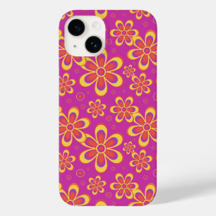 Funda Para iPhone 14 De Case-Mate Patrón de flores gruesas de color morado y amarill