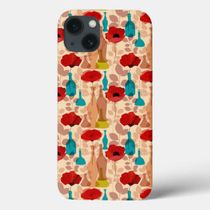 Funda Para iPhone 13 Patrón de flores, jarrones y botellas