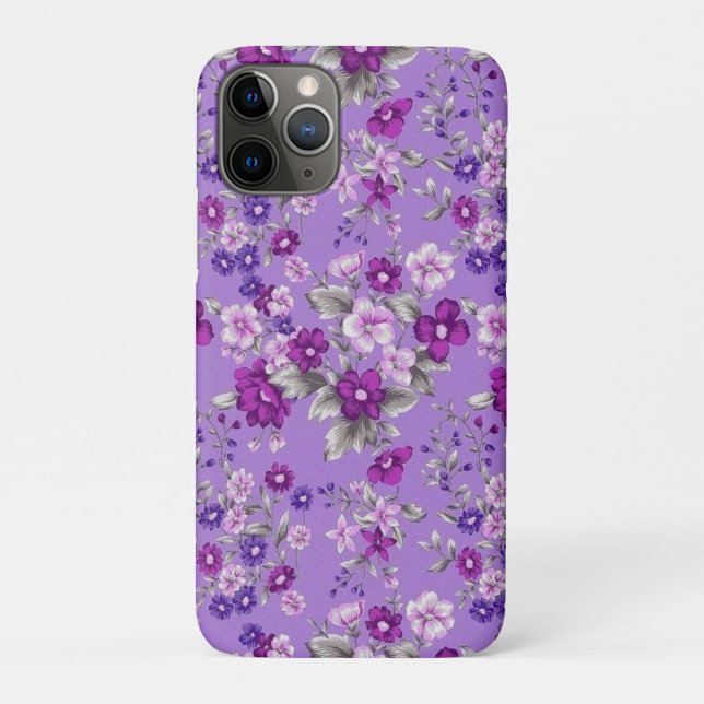 Funda De Case-Mate Para iPhone Patrón de flores moradas (Reverso)