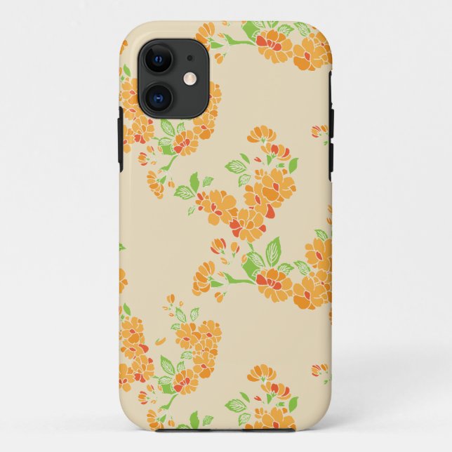 Funda De Case-Mate Para iPhone patrón de flores naranja (Reverso)