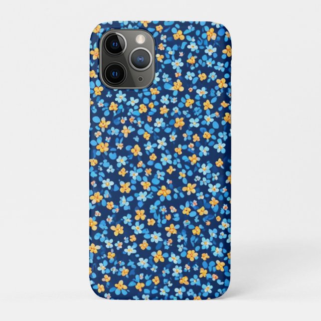 Funda De Case-Mate Para iPhone Patrón de flores pequeñas azules (Reverso)