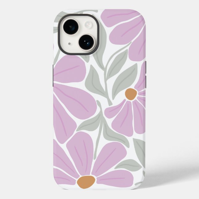 Funda De Case-Mate Para iPhone Patrón de flores retro (Reverso )