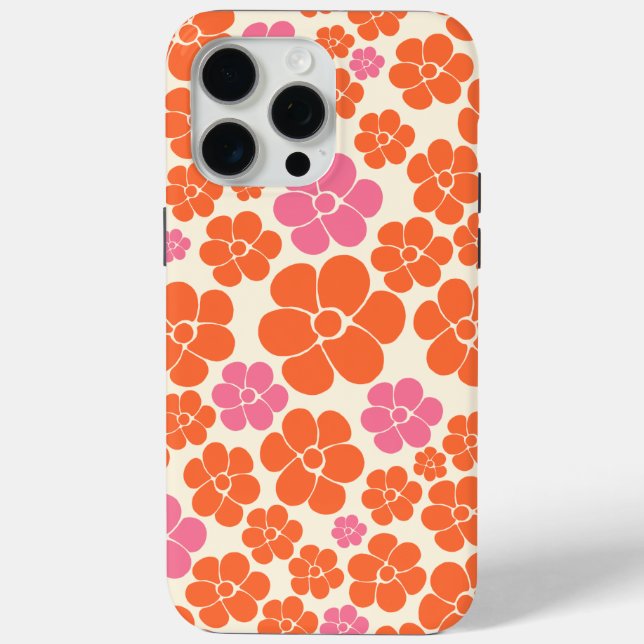 Funda De Case-Mate Para iPhone Patrón de flores - rosa, Naranja y crema (Reverso )