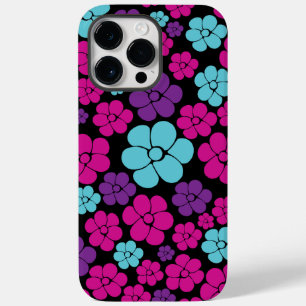 Funda Para iPhone 14 Pro Max De Case-Mate Patrón de flores: rosa, púrpura, azul y negro