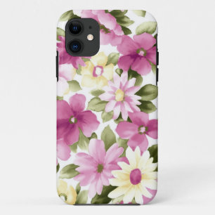 Funda Para iPhone 11 Patrón De Flores Rosa Y Amarilla