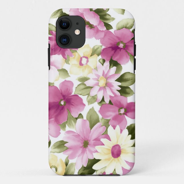 Funda De Case-Mate Para iPhone Patrón De Flores Rosa Y Amarilla (Reverso)