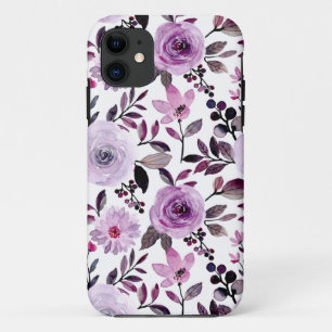 Funda Para iPhone 11 Patrón de flores rosadas con fondo blanco