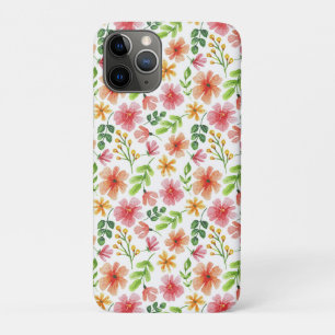 Funda Para iPhone 11 Pro Patrón de flores rosadas en acuarela