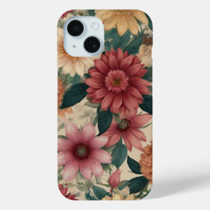 FUNDA PARA iPhone 15 PATRÓN DE FLORES SALVAJE