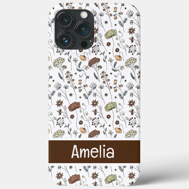 Funda De Case-Mate Para iPhone Patrón de flores silvestres de época (Reverso )