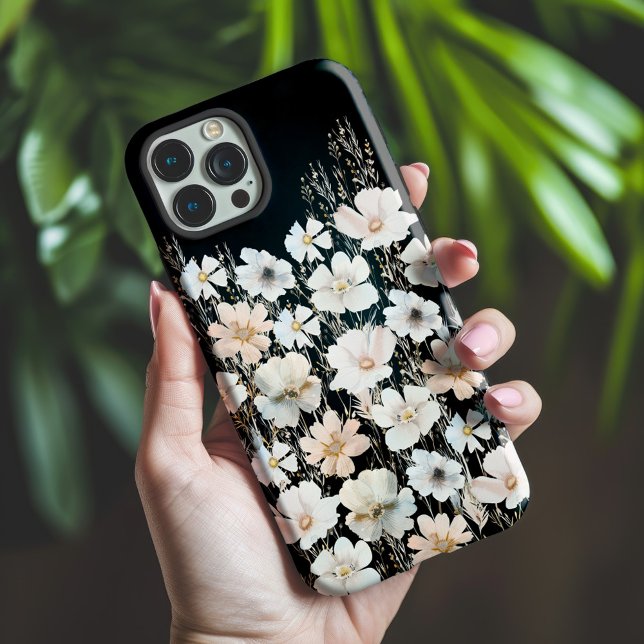 Funda De Case-Mate Para iPhone Patrón de flores silvestres en negro (Wildflowers Phone Case Black)