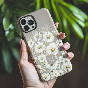 Funda Para iPhone 15 Pro Max Patrón de flores silvestres personalizado sobre be