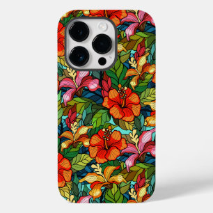 Funda Para iPhone 14 Pro De Case-Mate Patrón de flores tropicales coloridas, hibisco