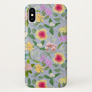 Funda Para iPhone X Patrón de flores tropicales ilustradas de color