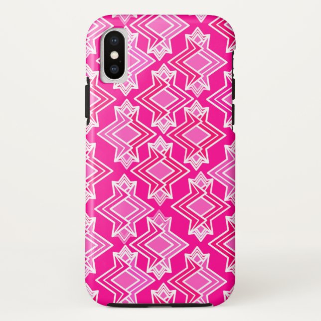 Funda De Case-Mate Para iPhone Patrón de fondo Art Deco, rosa fucsia (Reverso)