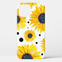 Patrón de fondo blanco de girasoles amarillos