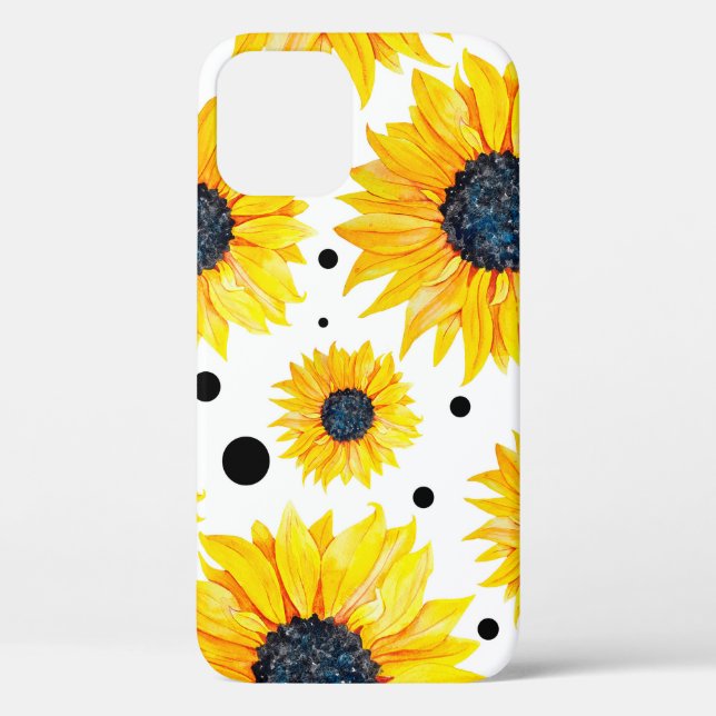 Funda De Case-Mate Para iPhone Patrón de fondo blanco de girasoles amarillos (Reverso )