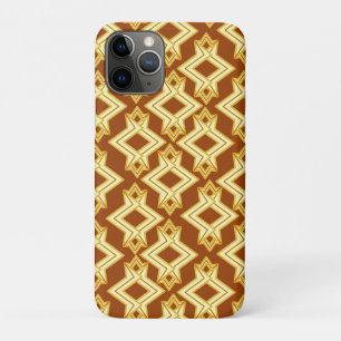 Funda Para iPhone 11 Pro Patrón de fondo de escritorio Art Deco, marrón dor