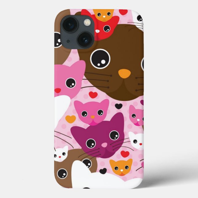 Funda De Case-Mate Para iPhone patrón de fondo de gato lindo (Reverso)