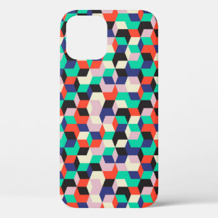 Funda Para iPhone 12 Patrón de forma de rombo geométrico vintage.