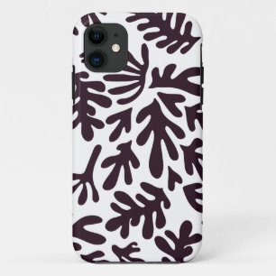 Funda Para iPhone 11 Patrón de formas botánicas Boho Matisse Gris negro