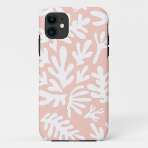 Funda Para iPhone 11 Patrón de formas botánicas Boho Matisse Peach rosa