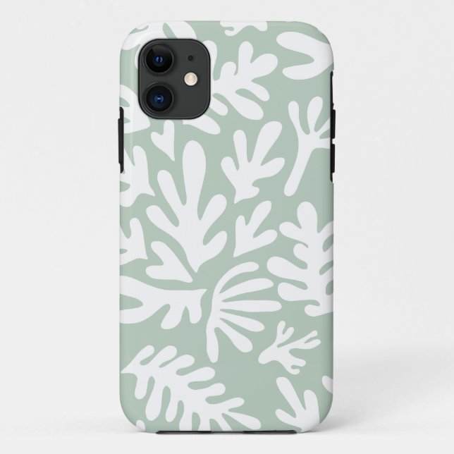 Funda De Case-Mate Para iPhone Patrón de formas botánicas Boho Matisse Verde (Reverso)