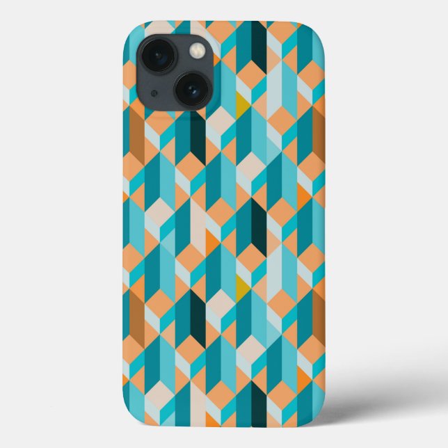 Funda De Case-Mate Para iPhone Patrón De Formas Verde azuladas Y Naranjas (Reverso)
