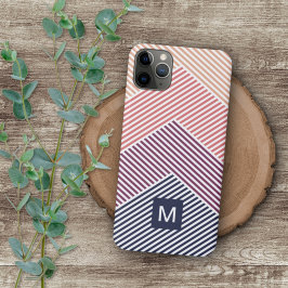 Funda Para iPhone 11 Pro Max Patrón de franja naranja rojo magenta azul oscuro 